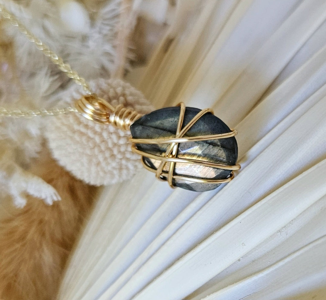 Gold Faceted Labradorite Necklace