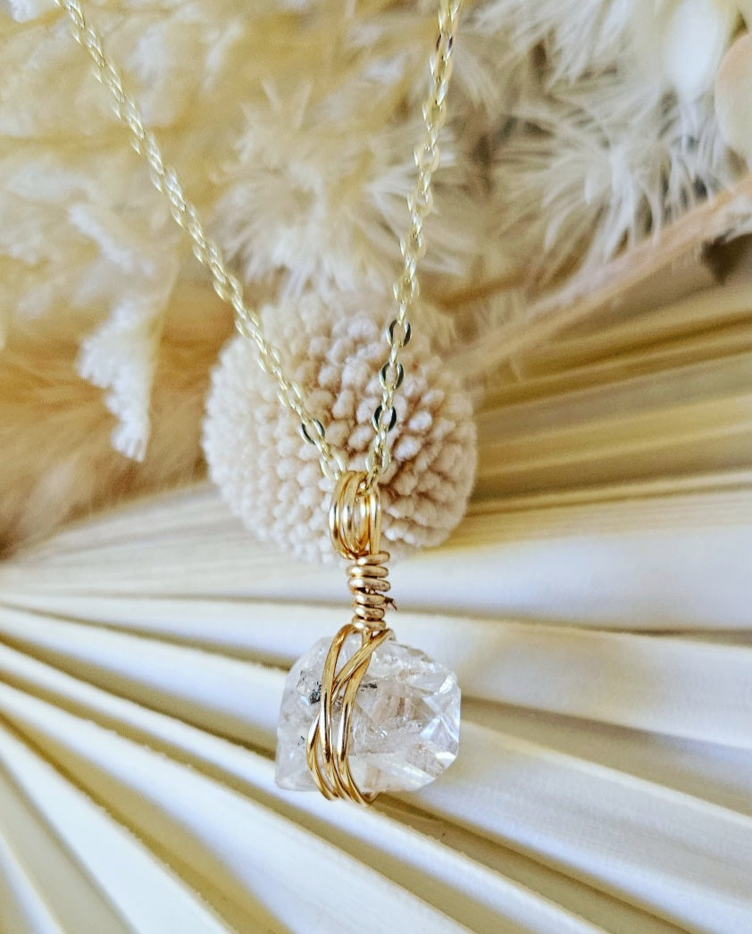 Gold Herkimer Diamond Necklace