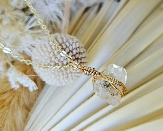 Gold Herkimer Diamond Necklace