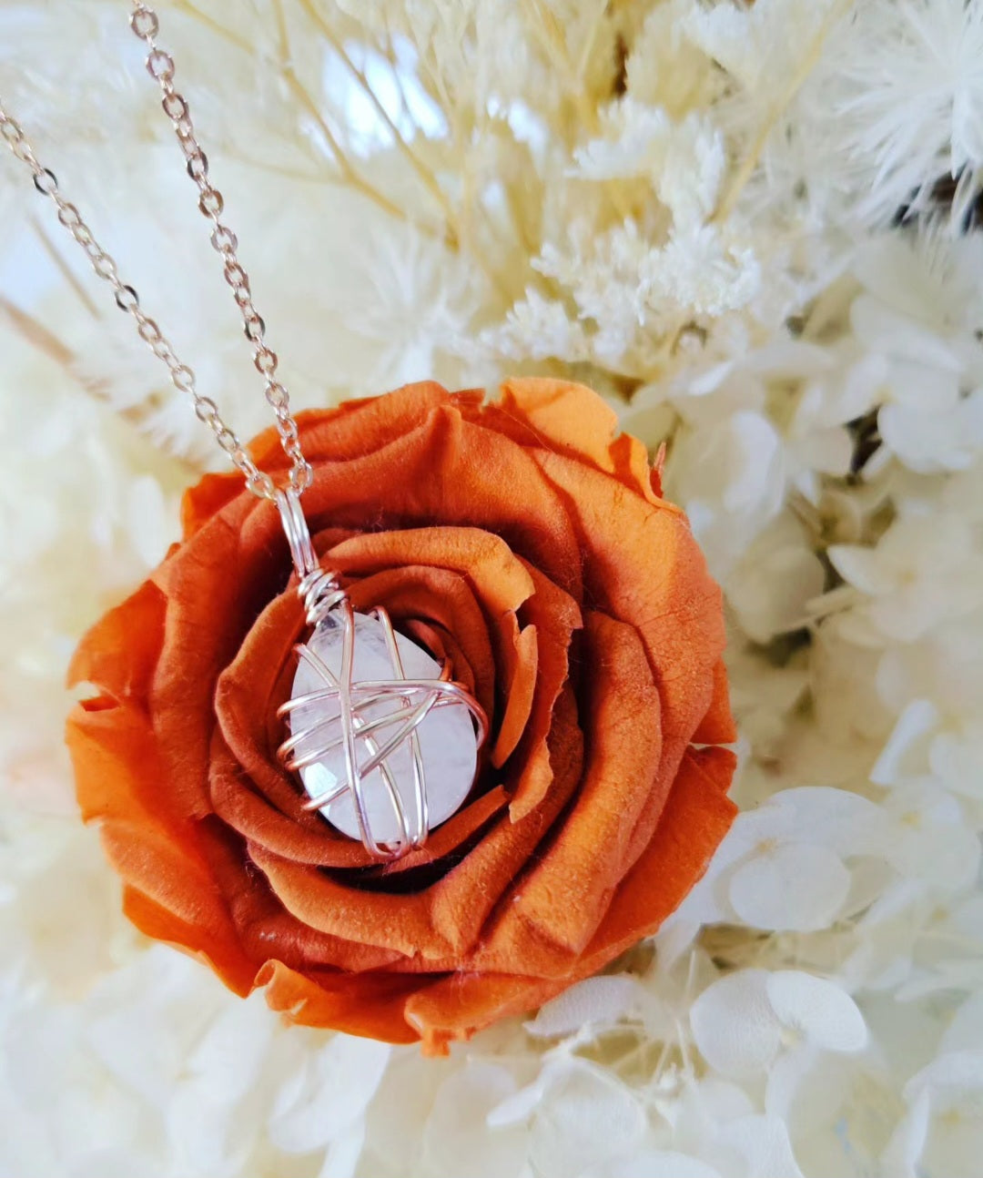 Rose Gold Faceted Moonstone Necklace